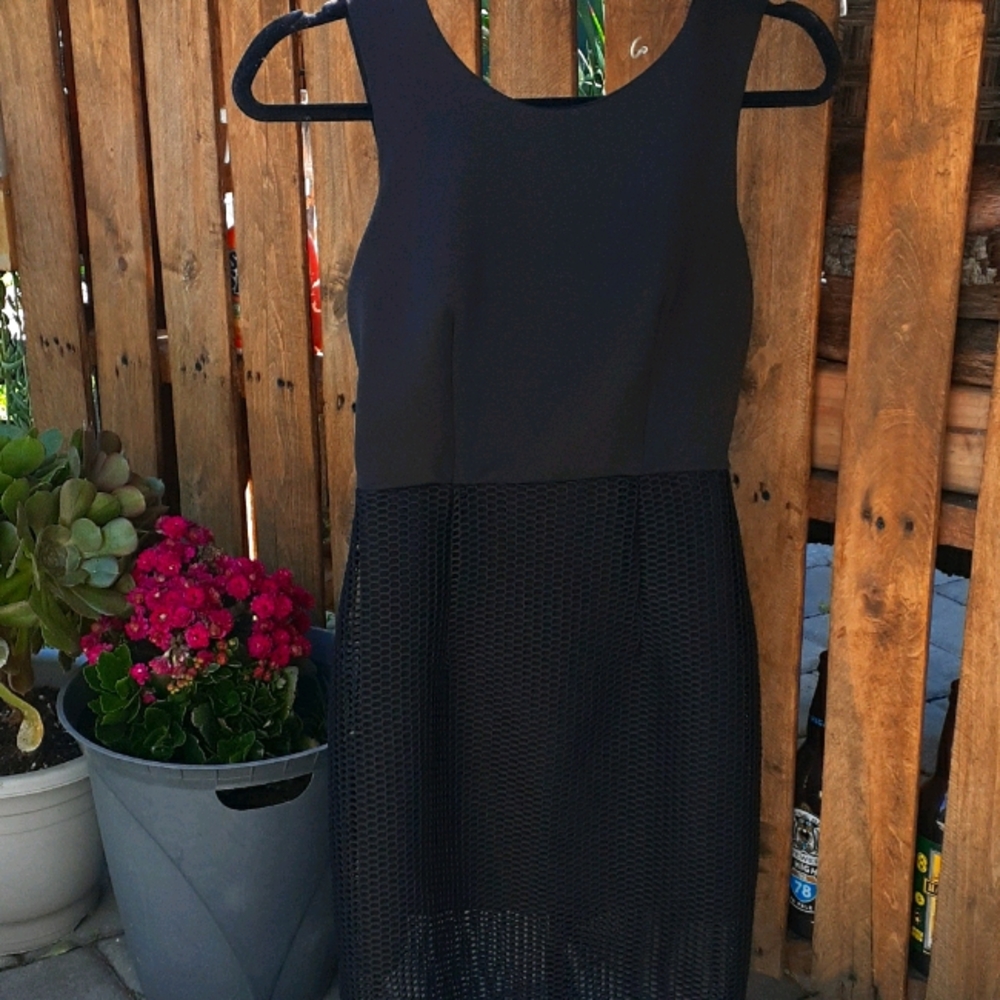 BCX womens black net fitted Black mini dress